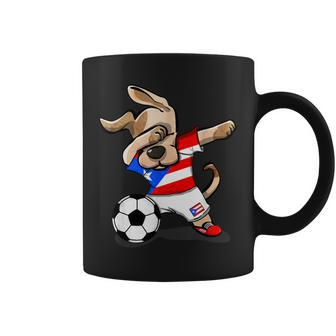 Dog Dabbing Soccer Puerto Rico Jersey Football Coffee Mug | Mazezy