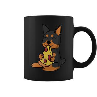 Dog Doberman Eating Pizza Dog Coffee Mug - Monsterry