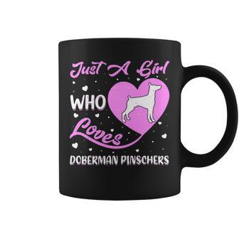 Dog Doberman Heart Shape Dog Just A Girl Who Loves Doberman Pinschers Coffee Mug - Monsterry DE