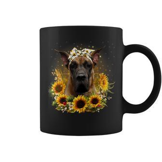 Dog Great Dane Sunflower Great Dane Dog Mothers Day For Women 1 Coffee Mug - Monsterry