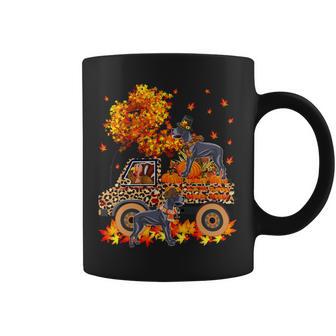 Dog Great Dane Thanksgiving Turkey Carrying Great Danes On Truck Pumpkins Coffee Mug - Monsterry