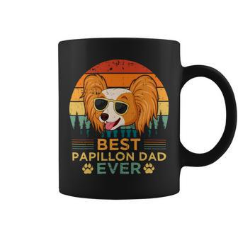 Dog Papillon Mens Retro Style Best Papillon Dad Ever Fathers Day Coffee Mug - Monsterry DE