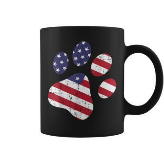 Dog Paw Print American Flag Usa Cute 4Th Of July Fourth Dogs Coffee Mug - Monsterry CA
