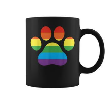 Dog Paw Print Lgbtq Rainbow Flag Gay Pride Ally Dog Lover Coffee Mug - Seseable