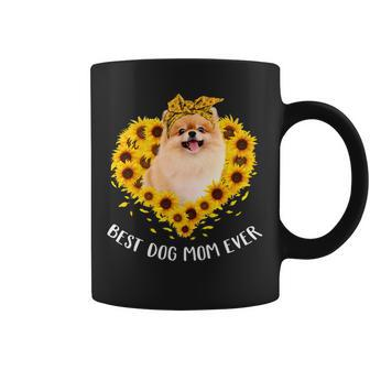 Dog Pomeranian Mom Sunflower Dog Mom Women Coffee Mug - Monsterry CA
