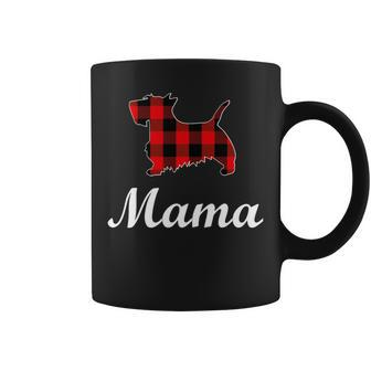 Dog Scottish Terrier Mama Red Buffalo Plaid Scottish Terrier Coffee Mug - Monsterry CA