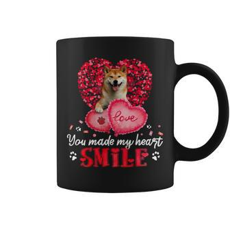 Dog Shiba Inu You Make My Heart Smile Shiba Inu With Heart Coffee Mug - Monsterry AU
