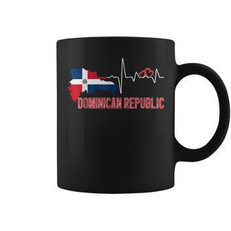 Dominican Republic Flag Map Heartbeat For Dominican Pride Coffee Mug | Mazezy