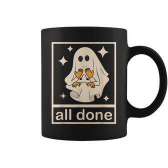 All Done Sign Language Speech Pathology Ghost Halloween Coffee Mug - Monsterry UK