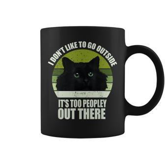I Don't Like To Go Outside It's Too Peopley Out There Cat Coffee Mug | Mazezy