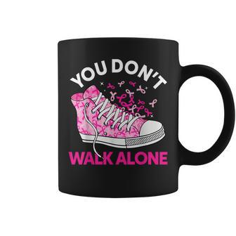 You Don't Walk Alone Pink Shoes Ribbon Breast Cancer Warrior Coffee Mug - Monsterry