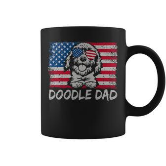 Doodle Dad American Flag Joke Fathers Day Goldendoodle Dad Coffee Mug - Monsterry