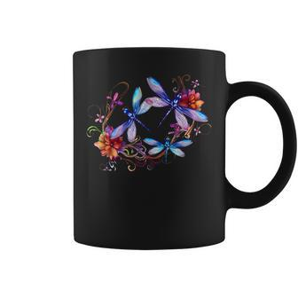Dragonfly For Women Chakra Color Flower Dragonflies Coffee Mug | Mazezy