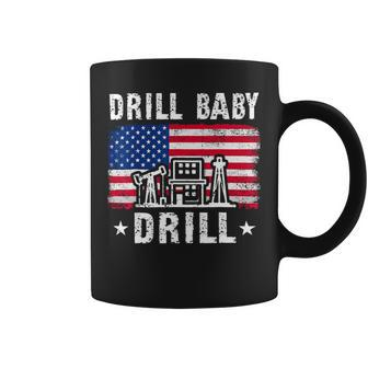 Drill Baby Drill American Flag Trump Funny Coffee Mug - Monsterry DE