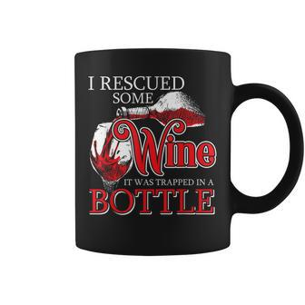 Drinking Wine Alcohol Rescued Coffee Mug - Seseable