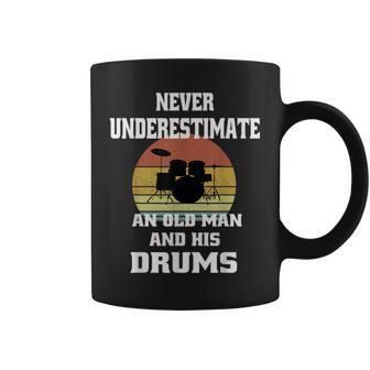 Drummer Never Underestimate Old Man And His Drum Set Retro Coffee Mug - Seseable