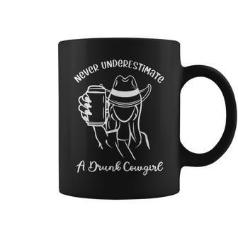 Drunk Cowgirl Never Underestimate Beer Drinking Cowgirl Coffee Mug - Seseable