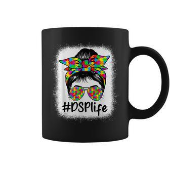 Dsp Direct Support Staff Messy Bun Autism Awareness Coffee Mug - Seseable