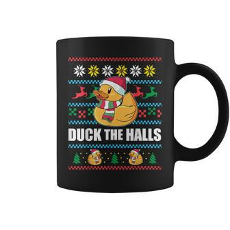 Duck The Halls Ugly Christmas Sweater Meme Coffee Mug - Monsterry UK