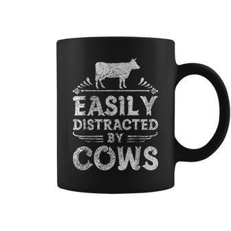 Easily Distracted By Cows T Funny Cow Farmer Gifts Coffee Mug | Mazezy