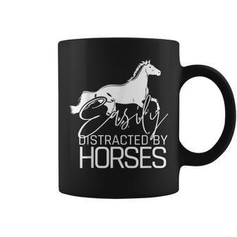 Easily Distracted By Horse Western Cow Girl Horse Rider Gift Coffee Mug | Mazezy