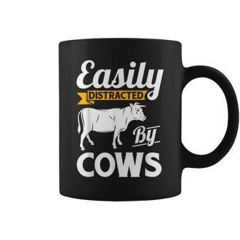 Easily Distracted By Cows Cow Famers Coffee Mug | Mazezy