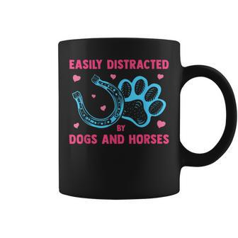 Easily Distracted By Dogs And Horses Farm Animal Lover Coffee Mug - Monsterry UK