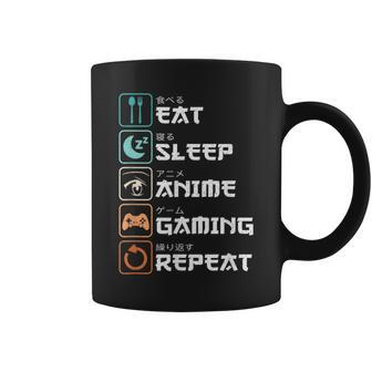 Eat Sleep Anime Gaming Repeat Funny Otaku Gamer Coffee Mug - Seseable