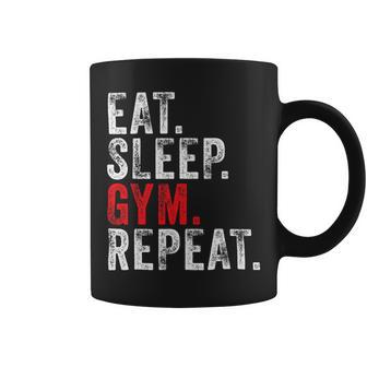Eat Sleep Gym Repeat Funny Workout Train Vintage Distressed Coffee Mug - Monsterry