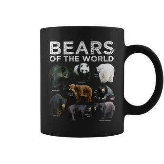 Eight 8 Bear Species Of The World Panda Polar Grizzly Black Coffee Mug | Mazezy AU