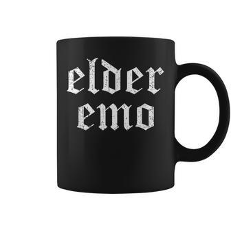 Elder Emo Gothic Text Joke Funny Old Emo Fans Coffee Mug - Monsterry
