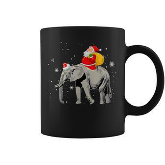 Elephant Christmas Tree Light Hat Xmas Santa Riding Elephant Coffee Mug - Thegiftio UK