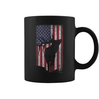 Elk Hunting Bugling Bull Us Flag - American Retro Coffee Mug - Thegiftio UK