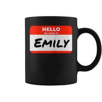 Emily Name Tag Sticker Work Office Hello My Name Is Emily Coffee Mug | Mazezy