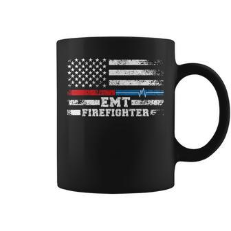 Emt Firefighter American Flag Proud Firefighter Emt Coffee Mug - Thegiftio UK