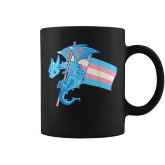 Epic Dragon With Trans Pride Flag - Lgbtq Coffee Mug | Mazezy