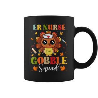 Er Nurse Gobble Squad Cute Turkey Thanksgiving Fall Autumn Coffee Mug | Mazezy