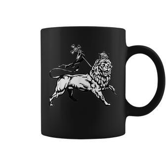 Ethiopian Rasta Gift Lion Of Judah With Ethiopian Cross Coffee Mug | Mazezy