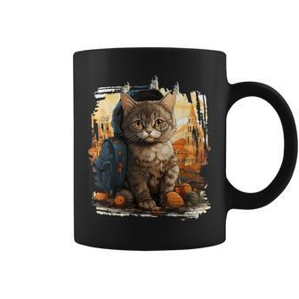 European Siamese Suphalak Cat Travel With Beret & Backpack Coffee Mug | Mazezy