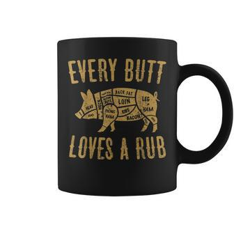 Every Butt Loves A Good Rub Funny Pig Pork Bbq Grill Butcher Gifts For Pig Lovers Funny Gifts Coffee Mug | Mazezy