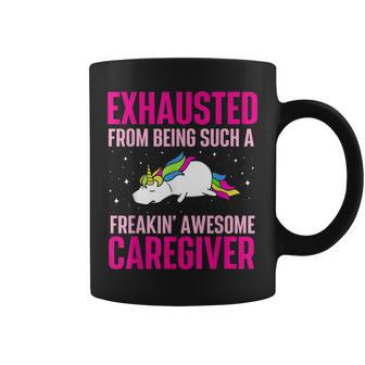 Exhausted From Being Awesome Caregiver Caregiving Carer Coffee Mug | Mazezy DE