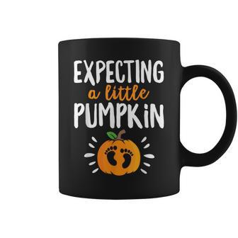 Expecting A Little Pumpkin Pregnancy Announcement Halloween Coffee Mug | Mazezy
