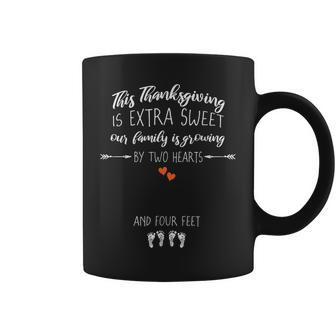 Expecting Mom Thanksgiving Twin Pregnancy Announcement Coffee Mug | Mazezy