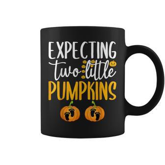 Expecting Two Little Pumpkins Halloween Pregnancy Twins Coffee Mug | Mazezy