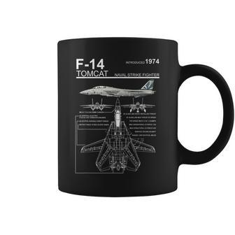 F-14 Tomcat Navy Fighter Jet Diagram Graphic Coffee Mug - Seseable