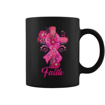 Faith Breast Cancer Awareness Pink Ribbon Cross Leopard Coffee Mug - Seseable