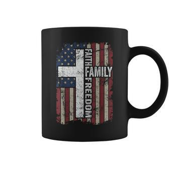 Faith Family Freedom Patriotic Christian Vintage Usa Flag Coffee Mug | Mazezy