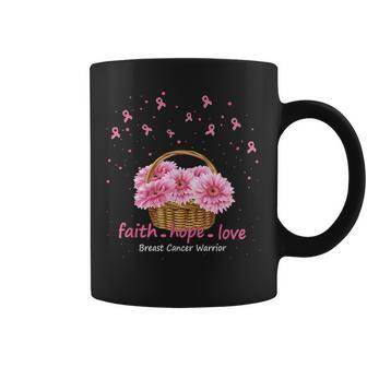 Faith Hope Love Breast Cancer Pink Ribbons With Sunflowers Coffee Mug - Monsterry AU