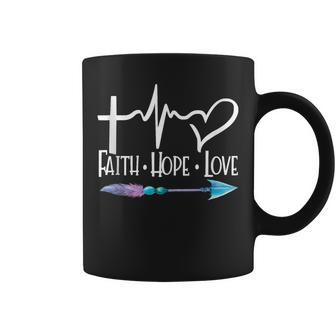 Faith Hope Love Heart Cross Boho Arrow Christian Faith Funny Gifts Coffee Mug | Mazezy UK