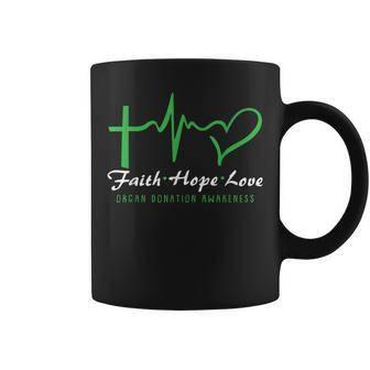 Faith Hope Love Organ Donation Awareness Green Ribbon Donor Coffee Mug - Seseable